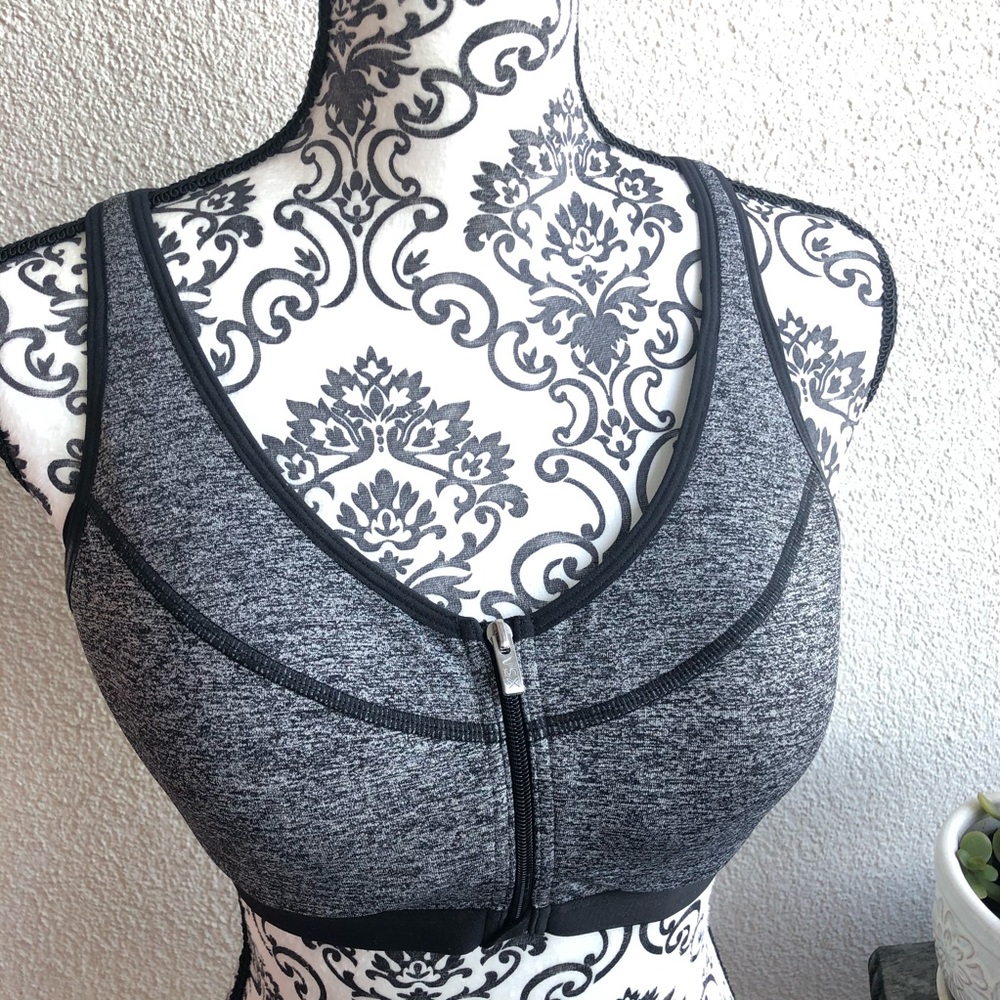 Victoria’s Secret Sport Bra VSX Grey Black Zip 34B